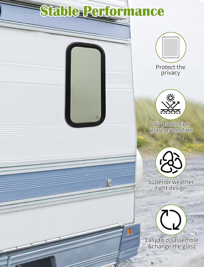 12"x35" Fixed RV Window | DOT & E-Mark Certified Tempered Glass, Aluminum Frame, 1.56" Thickness | Versatile Install, All-Weather, Energy-Efficient, Complete Kit