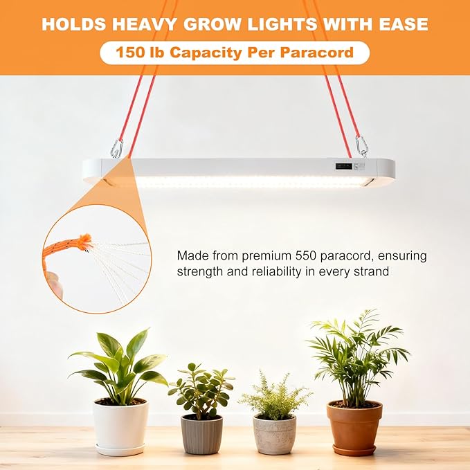 14ft Retractable Paracord Rope Tie Down Ratchet Strap Small Straps Mini Rope Cam Lock Tent Canopy Tie Down Adjustable Outdoor Windproof Tightener Tensioner Hanger Grow Light 5/32"