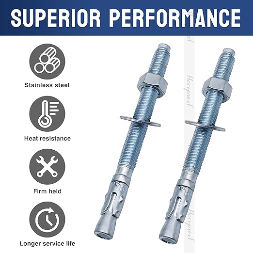 3/8" x 4-1/2" Wedge Anchor, for Cement and Concrete only, zinc-Plated Carbon Steel Screws and lag Bolts （ 50 pcs