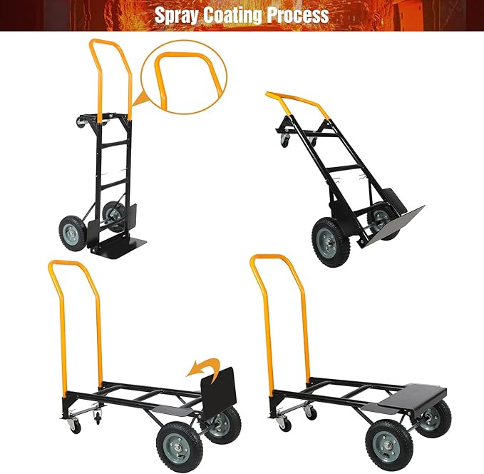 RedSwing 2 in 1 Convertible Hand Truck, Portable Utility Dolly Cart with Telescoping Handle 4 Wheels, Heavy Duty Folding Platform Cart for Industrial, Warehouse, Home, Office, Luggage,330 Lbs Capacity