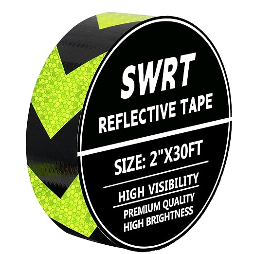 SWRT 2 Inch X 30 FT Reflective Tape Outdoor Waterproof Black & Green Reflective Tape Heavy Duty Strong Adhesive Hazard Caution Safety Warning Tape Reflector Conspicuity Tape for Trailer