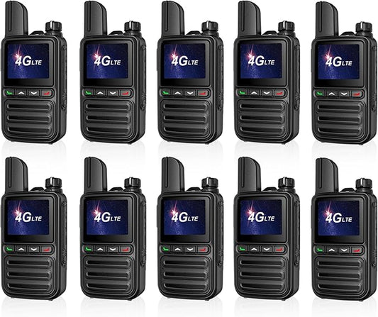 10 Pack Nationwide Unlimited Range Walkie Talkies Poc Two-Way Radio Long Range,Pre-Installed SIM Card (Free for Life) Suitable for Fleet Dispatch/Construction Site Collaboration