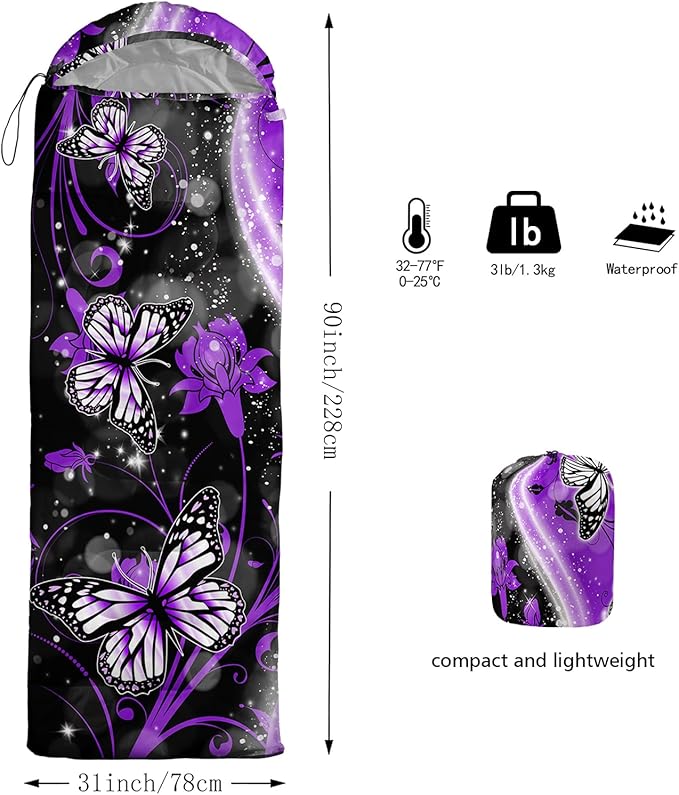 QOOMO Camping Sleeping Bags,3 Season Warm & Cool Weather,Lightweight,Waterproof Sleeping Bags for Adults & Kids,Traveling,and Outdoors,Camping Gear Equipment