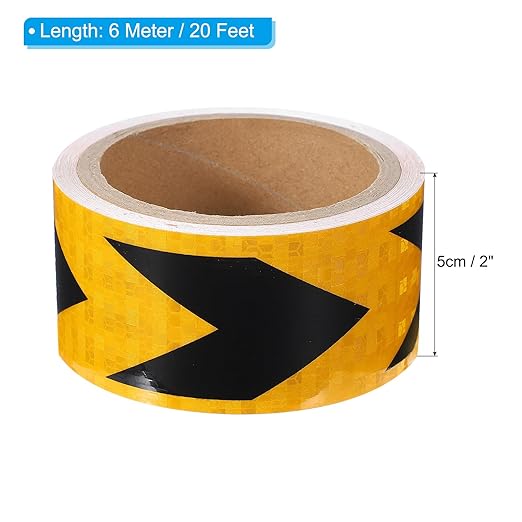 PATIKIL Reflective Tape, 2 Inch x 20 ft Waterproof Self Adhesive High Visibility Safety Warning Arrow Tape Outdoor Reflectors for Trucks Trailers Cars, Yellow Black
