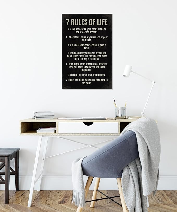 7 Rules Of Life, motivational poster print
