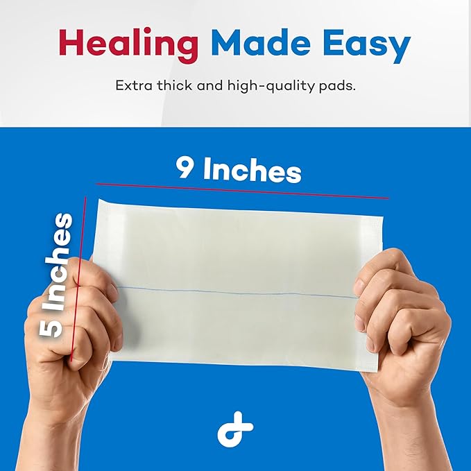 Dealmed Abdominal Combine Pads 5"x9" (40-Pack) Sterile Individually Wrapped, ABD Pads, Absorbent, Non Adherent for Wound Care, Drainage, First Aid, 20/Box (2 Pack)