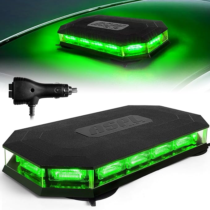 ASPL 16.5 Inch Roof Top Beacon Emergency Strobe 56 LED Magnetic Warning Caution lights Bar Traffic Hazard Plow Light for Trucks Vehicles Construction Snowplow (Green)