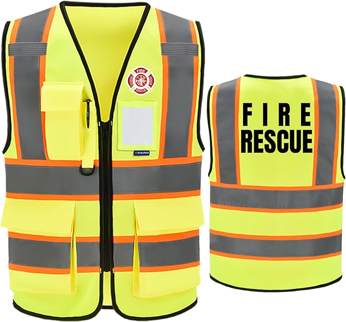 AYKRM Security Vest for Men Women 7 Pockets High Visibility Reflective Safety Vest Front Zipper Meets ANSI/ISEA