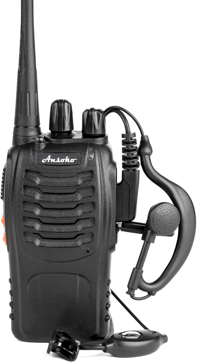 Walkie Talkies Rechargeable Long Range Two Way Radios 16 Channel with Earpiece (2 Pack)