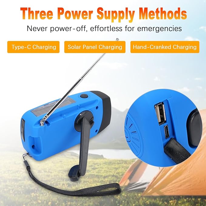 Yunir Emergency Radio, Solar Hand Crank Portable AM FM Radio Phone Charger with 2000mAh Battery, for Camping Hiking Power Outage (European Version)