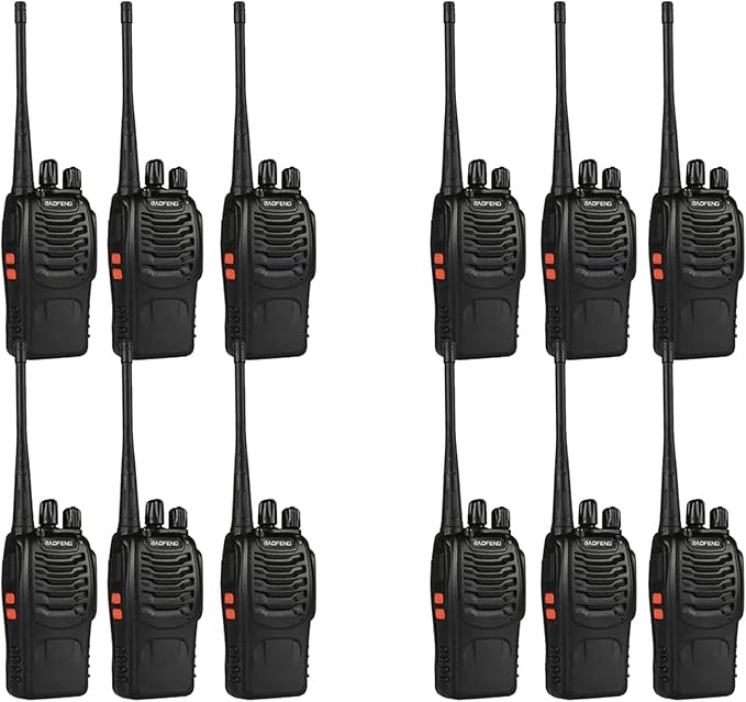 12 Pack Baofeng Bf-888S Walkie Talkies for Adults Long Range Handheld Two-Way Radios Rechargeable with Earpiece Mic,16 Channel Walky Talky with Flashlight for Team, School, Hunting, Skiing
