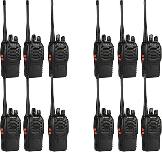 12 Pack Baofeng Bf-888S Walkie Talkies for Adults Long Range Handheld Two-Way Radios Rechargeable with Earpiece Mic,16 Channel Walky Talky with Flashlight for Team, School, Hunting, Skiing