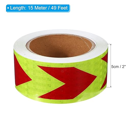 PATIKIL Reflective Tape, 2 Inch x 49 ft Waterproof Self Adhesive High Visibility Safety Warning Arrow Tape Outdoor Reflectors for Trucks Trailers Cars, Yellow Red