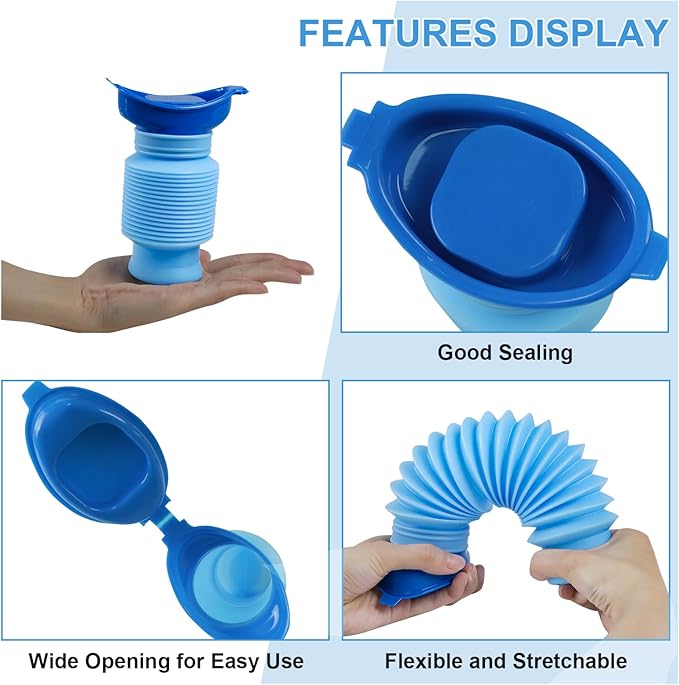 Pee Bottles for Men, Collapsible Urine Bottle 750ML, Portable Urinal for Women, Emergency Urinal Spill Proof Pocket Toilet for Car, Travel Urinals Potty for Camping, Traffic Jam, Road Trips, Hiking