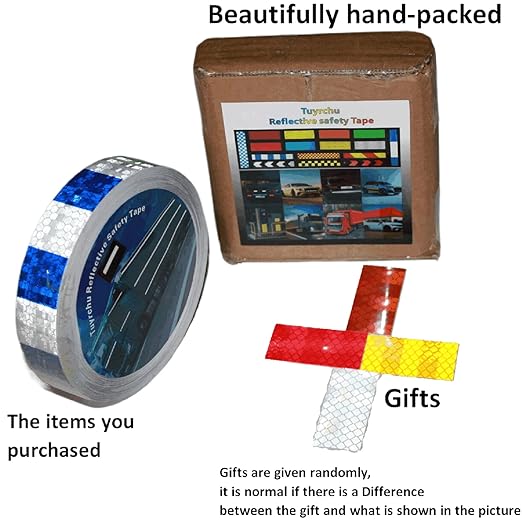 Reflective Tape Blue White 1 Inch x 168 Feet, Warning Conspicuity Reflector, Night Safety Sticker for Car Trailer Clothing