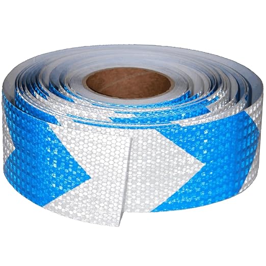 Reflective Tape Blue White 3 Inch x 168 Feet, Outdoor Waterproof Conspicuity Strong Adhesive Reflector for Vehicles