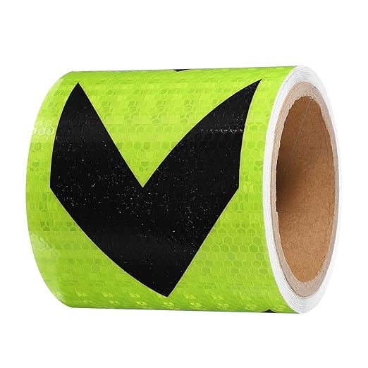 PATIKIL Reflective Tape, 4 Inch x 20 ft Waterproof Self Adhesive High Visibility Safety Warning Arrow Tape Outdoor Reflectors for Trucks Trailers Cars, Green Black