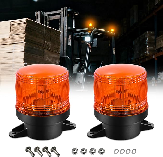 2PCS LED Warning Beacon Lights, 30 LED Amber Mini Flashing Strobe Lights, Emergency Caution Safety Warning Lights for Trucks, Vehicles, Forklift, Postal Car, Tractor, Golf Carts, ATV, Tow, UTV