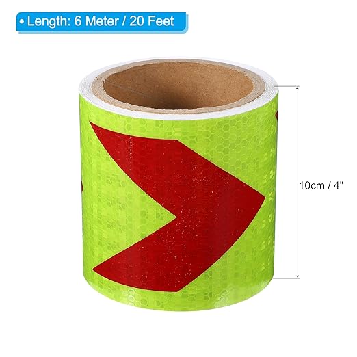 PATIKIL Reflective Tape, 4 Inch x 20 ft Waterproof Self Adhesive High Visibility Safety Warning Arrow Tape Outdoor Reflectors for Trucks Trailers Cars, Yellow Red