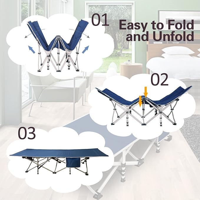 Camping cot, Camping Bed cots for Sleeping 450LBS(Max Load) 75x28 inches Folding cot with Carry Bag Double Layer Oxford Camping cots Sleeping cots for Adults Office Home Nap Beach Vocation