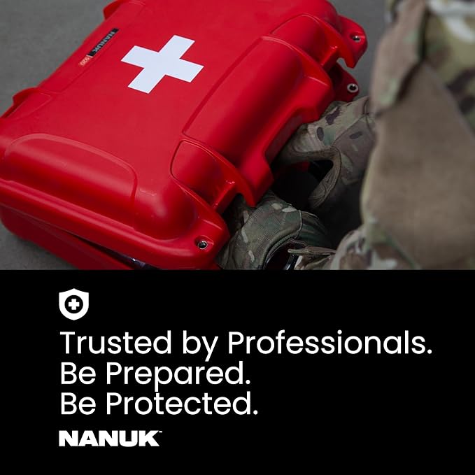 NANUK 905 Waterproof First Aid Case Empty – Durable, Medical First Aid Organizer Case, IP67-Rated, Dustproof, Impact-Resistant, and Floats (9.4" x 7.4" x 5.5") – Red
