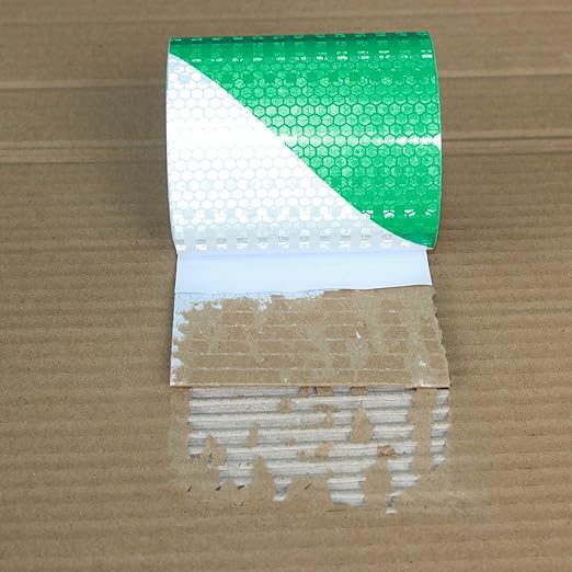 Reflective Tape Green and White 4 inch X 10 feet, Outdoor Waterproof Hazard Conspicuity Warning Industrial Marking Tape
