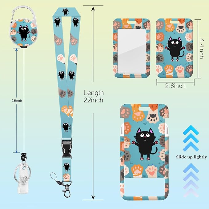 Cat paw Badge Holder Lanyard ID Card Holders Detachable Name Tag Clips Cute Funny Nurse Teacher Office Gifts Women Man Cate Badge Holder