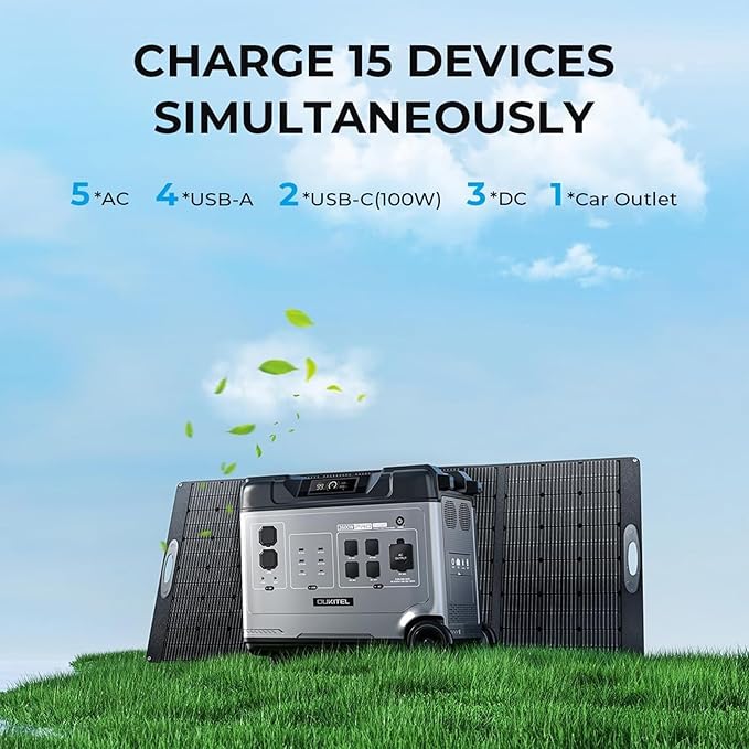 OUKITEL (2025 New) Portable Power Station P5000 Pro, 5x3600W AC Output (6000W Surge),5120Wh Large Capacity Solar Generator,1800W Fast Charge&1000W MPPT Solar for Emergency, Home Backup, Camping
