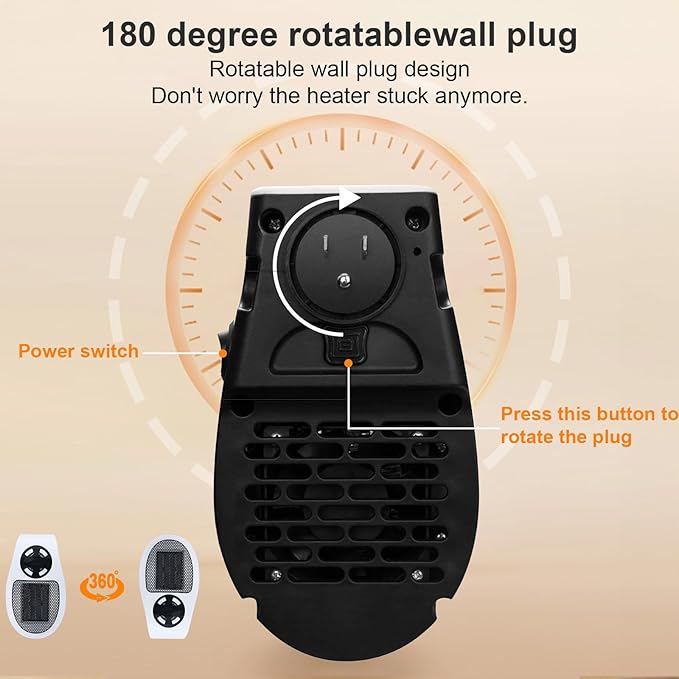 Smart Thermostat Space Heater,450W Portable Electric Small Heaters With Timer/Overheat Protection,Safe heater,Energy-saving heater with LED Display,Heaters for Office Bathroom RV Indoor Use (Black)