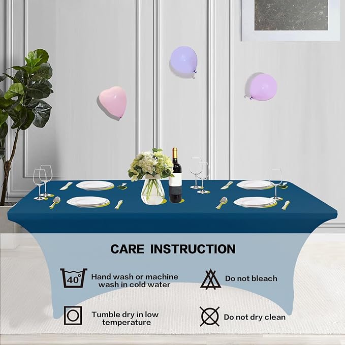IVAPUPU 2 Pack 6FT Table Cloth for Rectangular Fitted Events Stretch Jean Color Table Covers Washable Cover Spandex Tablecloth Protector for Party, Wedding, Cocktail, Banquet, Festival