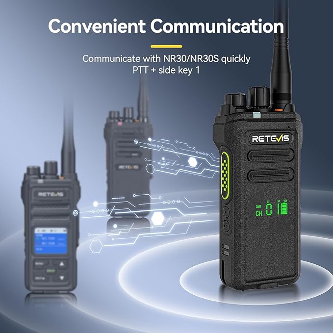 Retevis NR30D DMR 2 Way Radio Handheld,Professional Two Way Radios Long Range,Noise Canceling,IP67 Waterproof,Compatible with Motorola CP100D Digital Walkie Talkies,for Manufacturing Logistics(4 Pack)