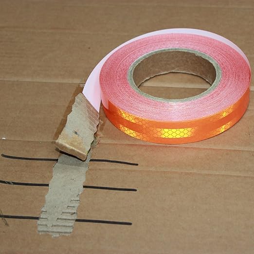 Non Fading Reflective Tape Orange Outdoor Waterproof 1 inch Wide, High Visibility Safety Warning Reflector Sticker Strips (68 feet)