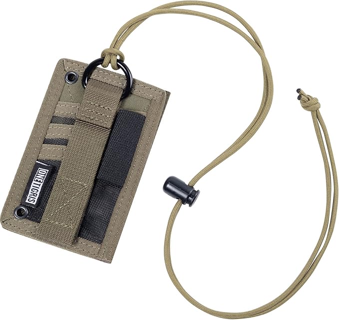 OneTigris Tactical ID Card Holder Hook & Loop Patch Badge Holder Neck Lanyard Key Ring and Credit Card Organizer