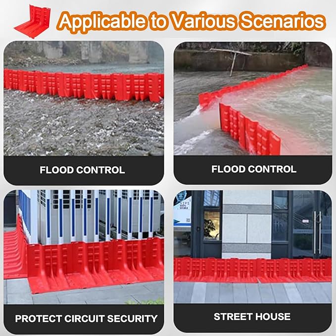 Flood Prevention Barriers,ABS Plastic Flood Barrier, 2/3/4/5/6/7/8/9/10/20/30-Pcs Flood Barrier L-Shaped Flood Barrier,for Underground Garage Warehouse Shopping(4-Pcs)