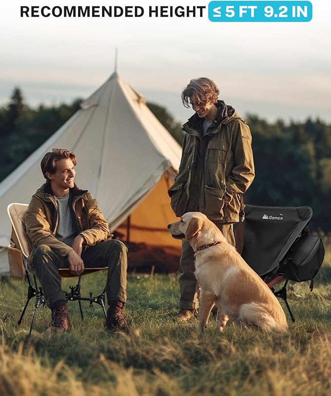 Gonex Portable Camping Chair, The 5th Gen Ultralight Compact Backpacking Foldable Lightweight Folding Chair for Outdoor Camp Hiking Beach Picnic Concert, Supports 330lbs (Khaki, 1 PCS)