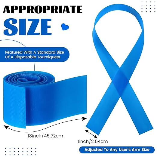 Timgle 500 Pack Disposable Tourniquet First Aid Elastic Tourniquets Bulk Latex Free Blue Medical Hemostatic Bandages Nursing Supplies Essentials for Outdoor Sport