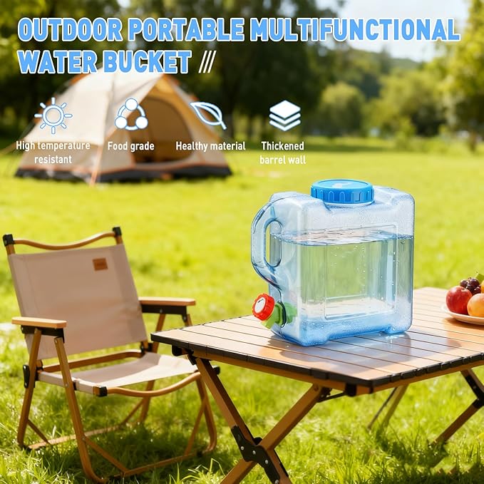 1.3 Gallon Water Jug,Camping Water Container with Spigot,BPA-Free with Cleaning,Brush Transparent Tank Portable,Suitable for Outdoor Camping and Hiking,Blue