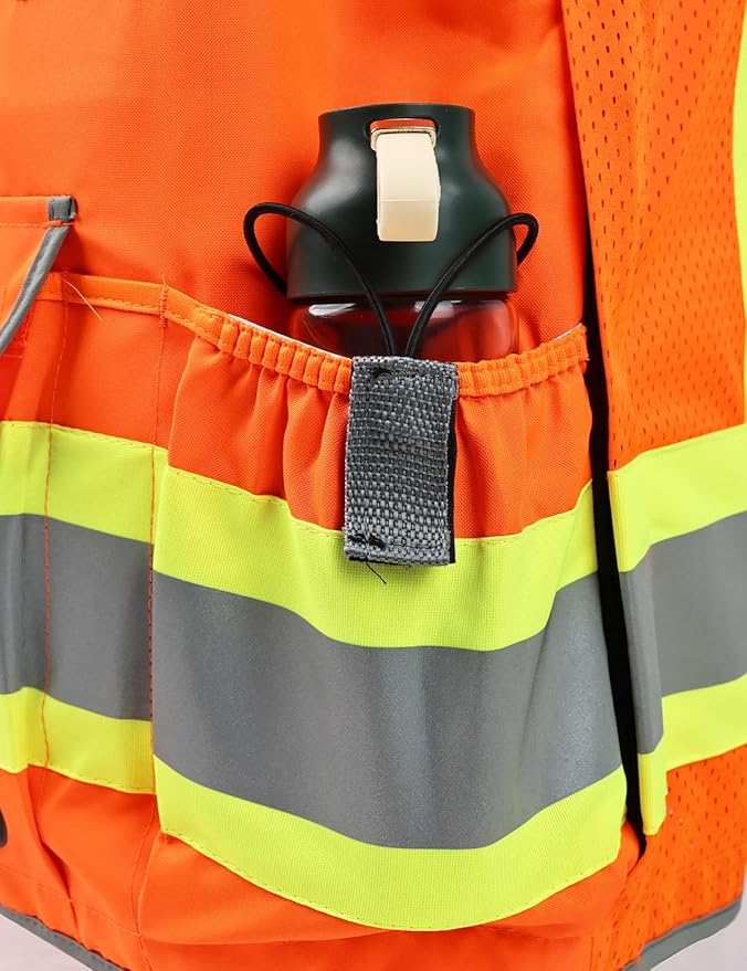 Safety Vest, Hi Vis Vests with Pockets, Class 2 High Visibility Vests,Construction Surveyor Work Vest for Men Women
