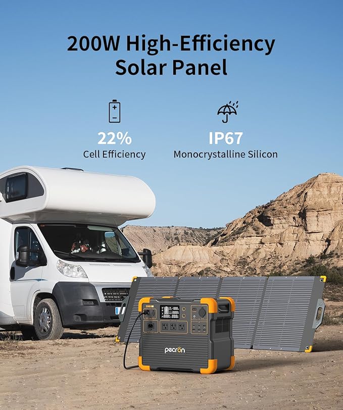 Pecron E2400LFP Portable Solar Generator with Cart Kit, 2048Wh LiFePO4 Home Battery Backup, 3 AC Outlets 2400W Portable Power Stations for Camping, RV, Emergencies, Power Outages