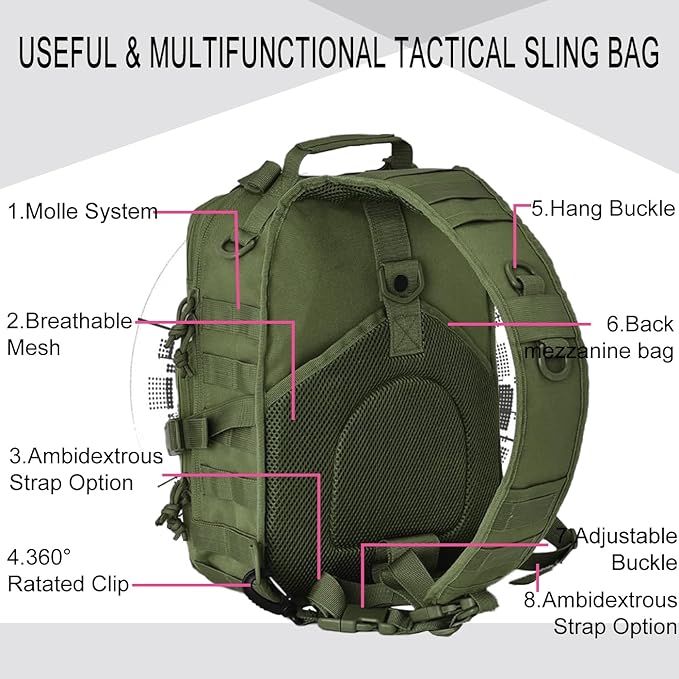 HAOMUK Tactical Sling Bag Pack Military Rover Shoulder Sling Backpack EDC Molle Assault Range Bag
