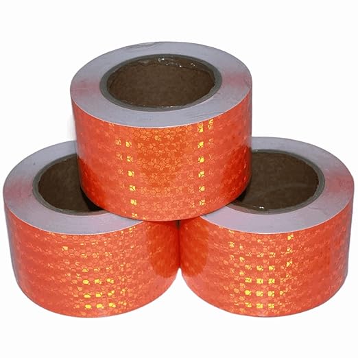 Industrial Reflective Tape Orange 3 inch Wide, Outdoor Waterproof High Visibility Safety Warning Adhesive Strips (66 feet, 3 Rolls)