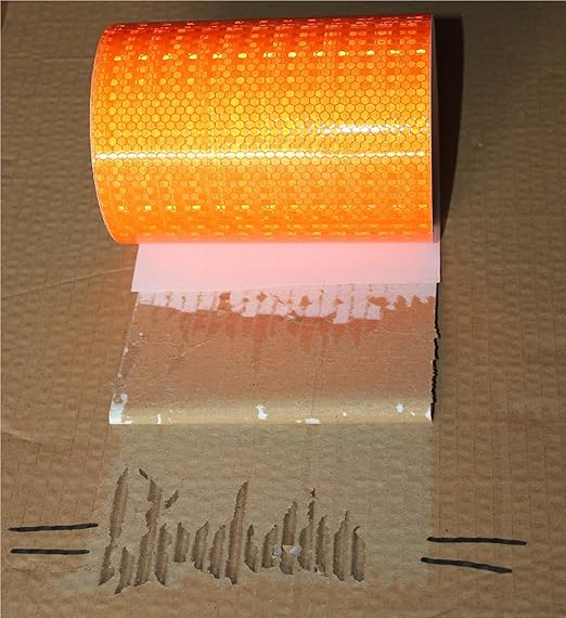 Orange Reflective Tape Outdoor Waterproof 6 inch Wide, High Visibility Industrial Marking Tape, Safety Adhesive Stickers (68 feet)