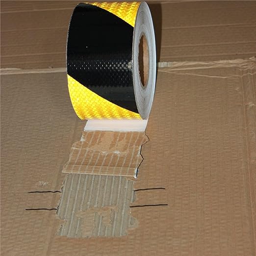 Reflective Tape Yellow Black 4 inch Wide for Truck, Outdoor Waterproof High Visibility Safety Warning Adhesive Strips (166 feet)