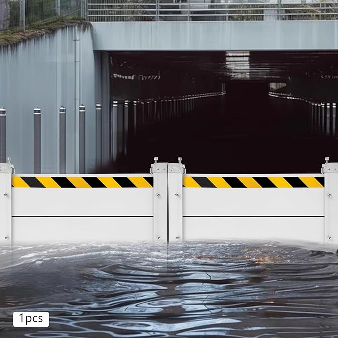 Reusable Aluminum Flood Barrier Heavy Duty Water Baffle for Garage, Basement & Entryway Protection - Modular Design, Easy Setup & Includes Mounting Kit