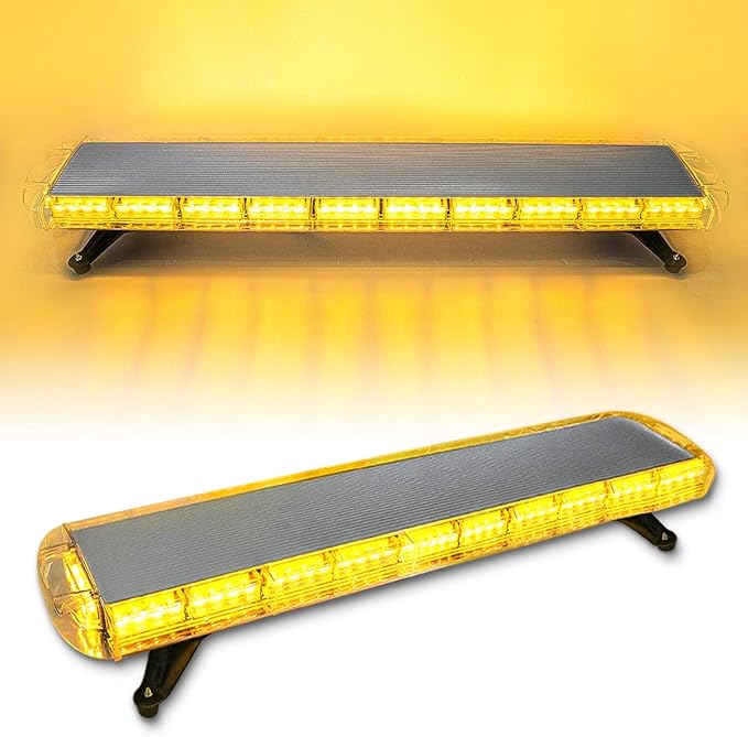 47" 88 Amber Yellow LED Extreme Bright Intensity Construction Emergency Warning Strobe Light Bar Rooftop Low Profile Law Enforcement Hazard Flashing for Tow Truck Vehicle Universal