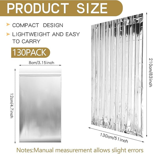 Macarrie Emergency Blanket Bulk - Survival Thermal Silver Foil Reflective Blankets Set Pack for Outdoors Shelter Space, Camping, Hiking, First Aid Supplies, Homeless Donations