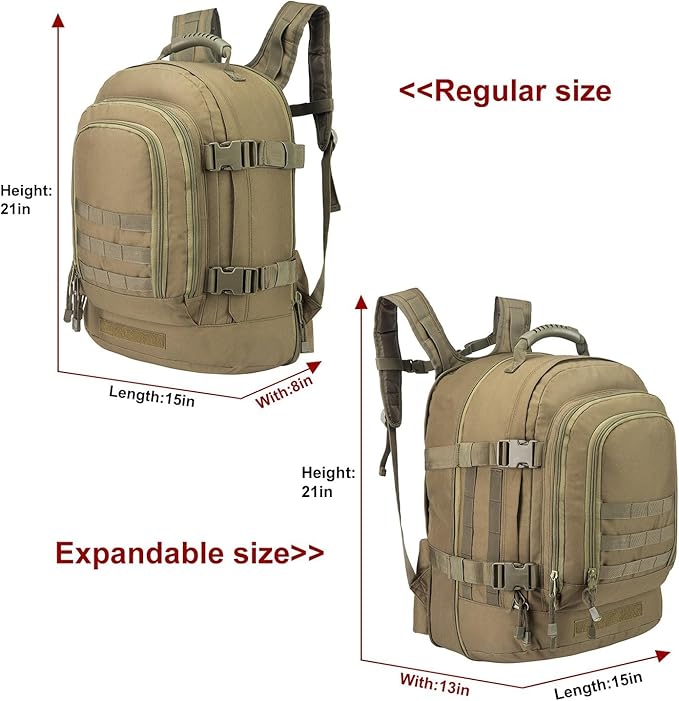 HYKING Large Tactical Expandable Backpack 39L-64L Military Bug Out Bag With Waist Strap