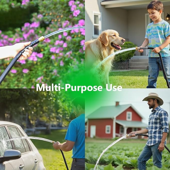 Leader Garden Hose 5ft x 3/4", Heavy Duty Short Water Hose, Female to Female Fittings, Five Layered Braiding for Durability, 1000PSI Burst, 300PSI Working (Black)