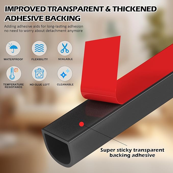 40FT Weather Stripping Door Seal - Self Adhesive Weather Insulation Strip Weatherstripping Silicone D Shaped Seal Strip Door Frame Gap Filler/Window Soundproofing