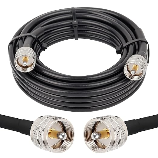 RG8x Coaxial Cable 20ft,CB Coax Cable 50 Ohm,UHF PL259 Male to Male Low Loss CB Antenna Extension for HAM Radio,VHF Radio,SWR Meter,Dummy Load,Antenna Analyzer